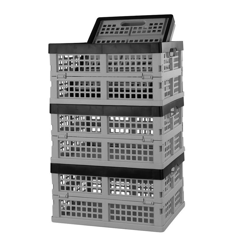 Eagrye 4-Pack 15 L Plastic Collapsible Storage Crates, Folding Crates, Plastic Stackable Storage Crates - Image 1